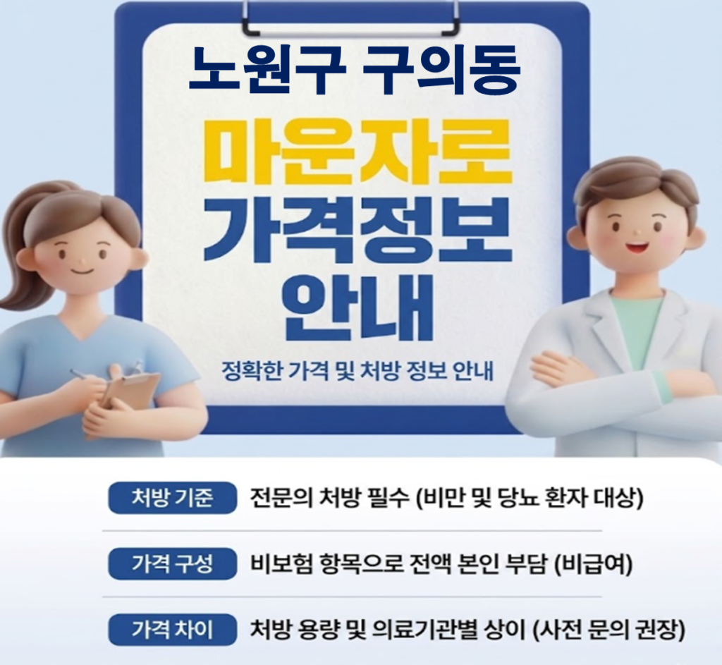 서울 광진구 구의동 마운자로 성지약국 추천 및 가격 안내(2.5mg 1단계 기준)